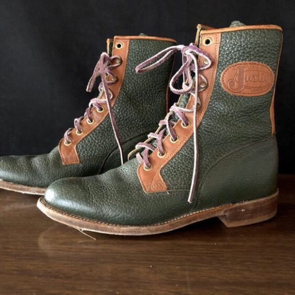 Vintage Two Tone Leather Justin Western Boots